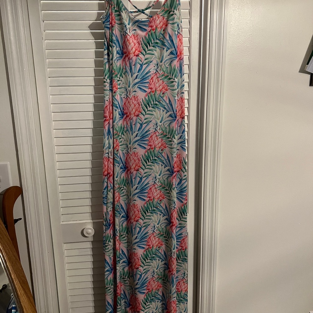 Floral Maxi Dress in Pink and Green